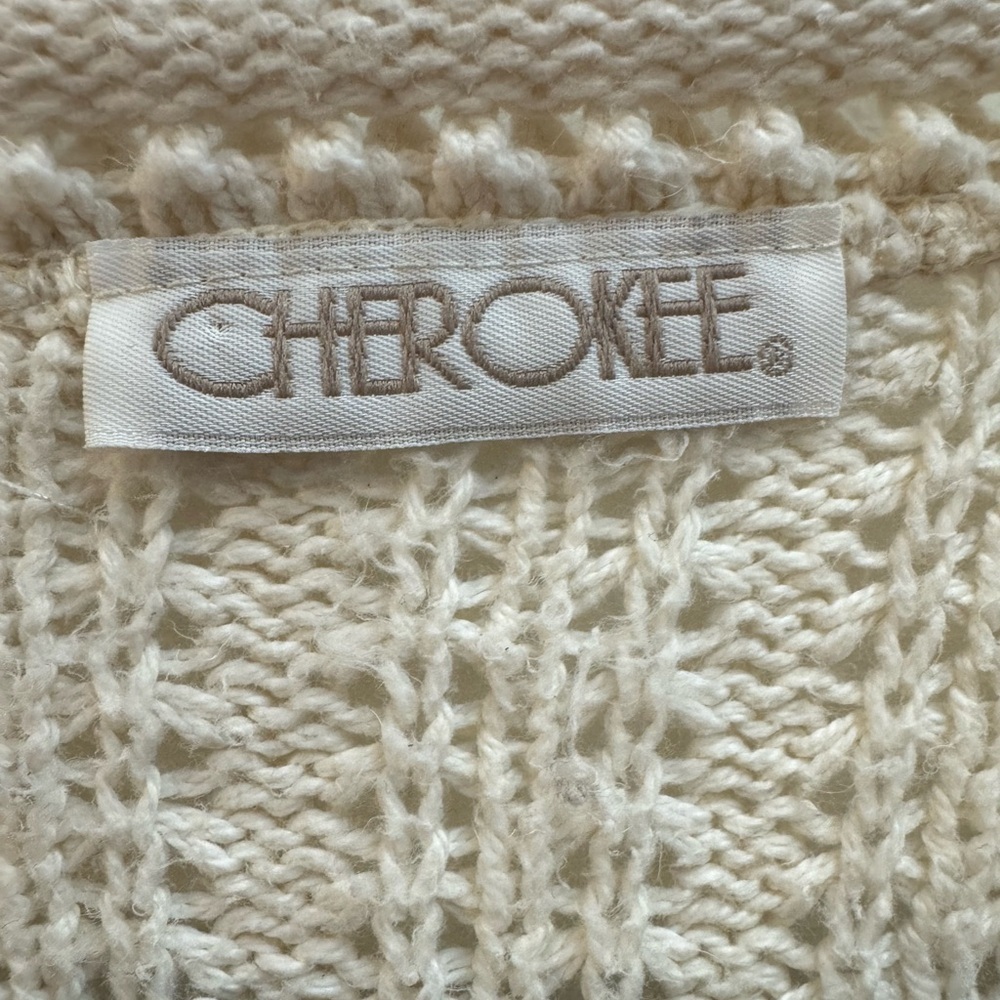 Cable Knit Fisherman Cream Sweater Cotton Oversized Fall Cozy Vintage Preppy VTG - Picture 4 of 11